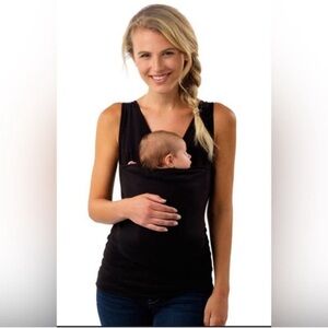 Lalabu Black Soothe Kangaroo Pocket Baby Wearing Tank Top